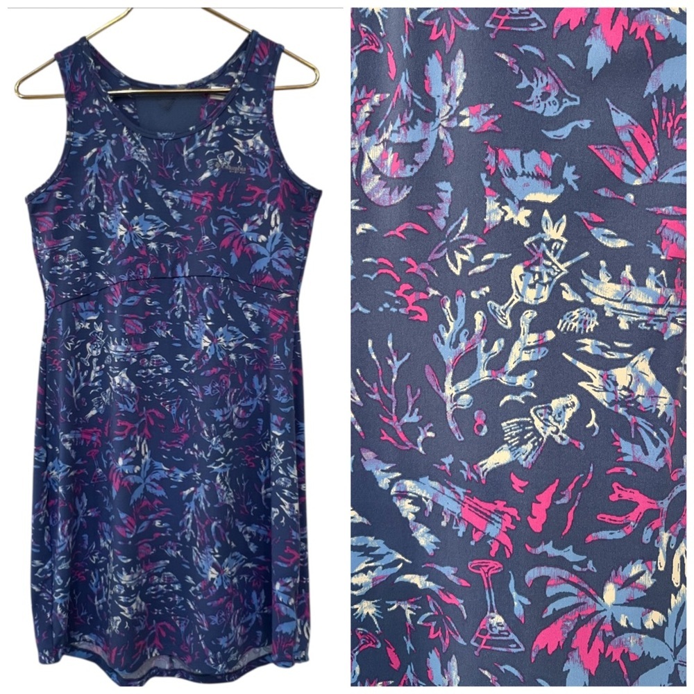 Columbia PFG Bluebell Kona Kraze Print Sleeveless Fishing Dress M